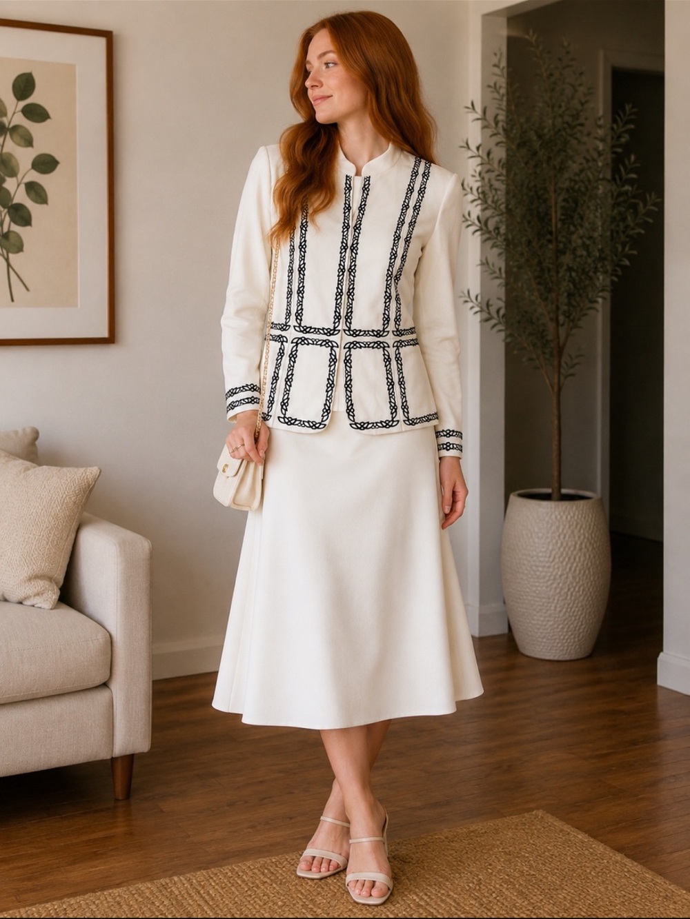 Peck & Peck Cream Blazer with Black Trim